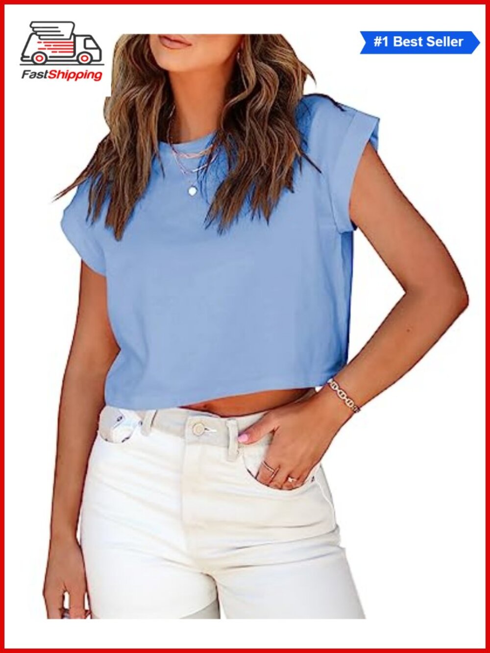 ✨ Tankaneo Womens Cropped T-Shirt Dolman Sleeve Rolled Sleeve Round Neck Casual